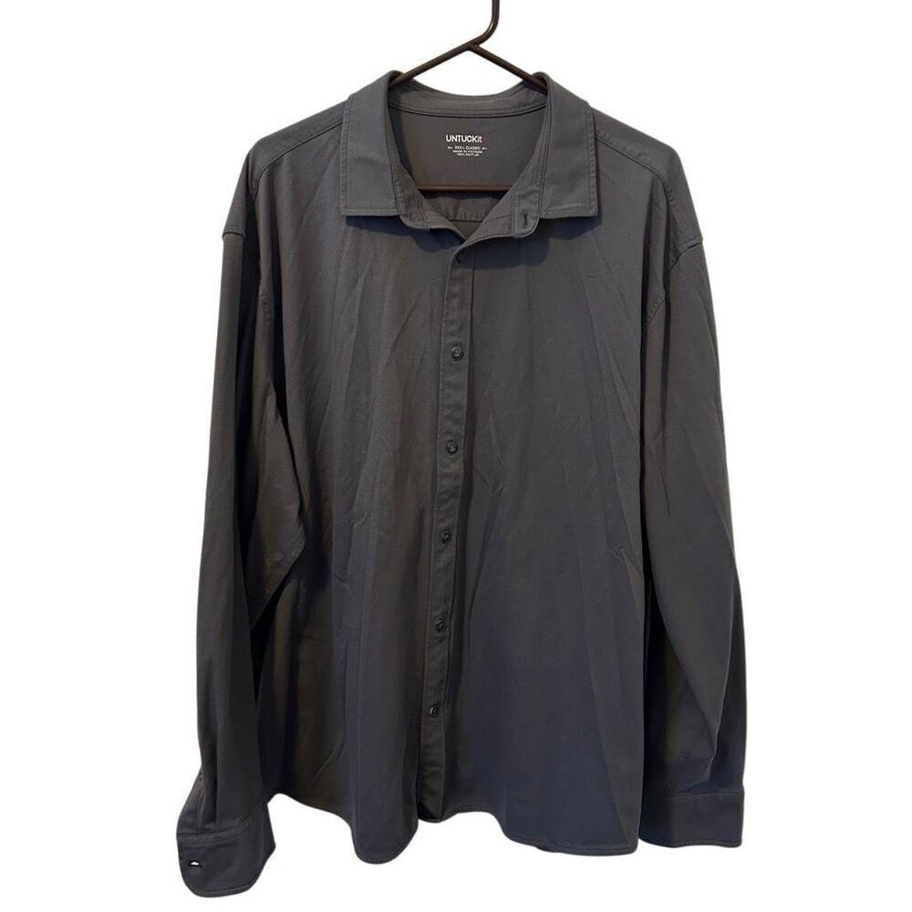Untuckit Shirt 3XL classic Button Up Gray Long Sleeve Collared Cotton